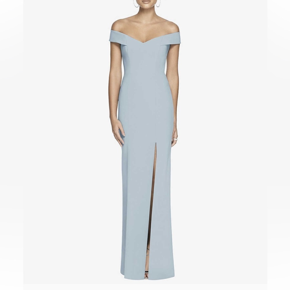 DESSY Off the Shoulder Criss Cross Back Trumpet Dress - Picture 6 of 6